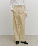 W COTTON CURVED LINE PANTS IN BEIGE image 13
