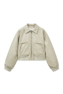 FAUX LEATHER OUTPOCKET JUMPER IN LIGHT GRAY image 2
