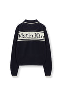 BACK LOGO COLLAR KNIT TOP FOR WOMEN IN DARK NAVY image 3