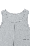 SMALL LOGO PINTUCK SLEEVELESS TOP FOR MEN IN GRAY image 9