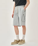CLASSIC LOGO CARGO SWEAT SHORTS IN HEATHER GREY image 12