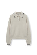 BACK LOGO COLLAR KNIT TOP FOR WOMEN IN IVORY image 1
