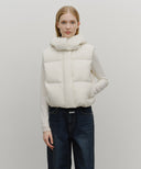 W CIRCLE LOGO CROP HOODED DOWN VEST IN IVORY image 1