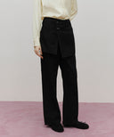 W SKIRT LAYERED DENIM PANTS IN BLACK image 17