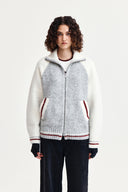 HIGH NECK RAGLAN KNIT ZIP UP FOR WOMEN IN IVORY image 11