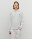 CREST LOGO JERSEY POLO LONG SLEEVE IN LIGHT HEATHER GREY image 11