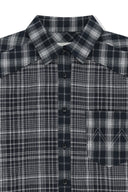 MIXED CHECK OVER FIT SHIRT IN NAVY image 4