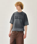GRADATION OVERSIZED DYEING TEE IN CHARCOAL GREY