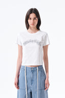 MATIN KIM ARCH LOGO CROP TOP IN WHITE image 6