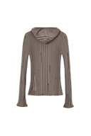 LOGO POINT DAMAGE SLIM HOODY CARDIGAN IN KHAKI BROWN image 2