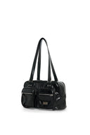 DOUBLE POCKET BRICK SHOULDER BAG IN BLACK image 2