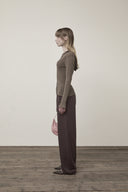 LOGO POINT DAMAGE SLIM HOODY CARDIGAN IN KHAKI BROWN image 6