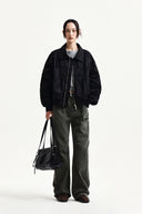 SMALL LOGO SHIRRING JUMPER IN BLACK image 9