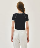 W AEROCOOL SMALL CLASSIC LOGO SLIM RINGER TEE IN NAVY