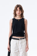 HEM TIE DETAIL SLEEVELESS TOP IN BLACK image 6