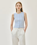 W BUTTON UP SLEEVELESS IN LIGHT BLUE image 1