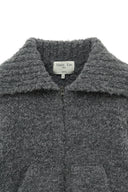 BOUCLE KNIT ZIP UP CARDIGAN IN CHARCOAL GREY image 4