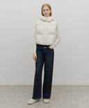 W CIRCLE LOGO CROP HOODED DOWN VEST IN IVORY image 13