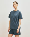 MARITHE SPORT CLASSIC LOGO WOVEN TEE IN VINTAGE BLUE