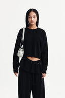 DETACHABLE SKIRT KNIT PULLOVER IN BLACK image 1