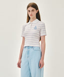 W STRIPE COLLAR TEE IN IVORY