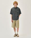 M CHECK HALF SLEEVE SHIRT IN DARK NAVY image 5