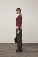 DIAGONAL TEXTURE KNIT TOP IN BURGUNDY image 16