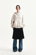 VINTAGE WASHED GRAFFITI HOODY ZIP UP IN BEIGE image 9