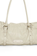 SHIRRING TIE BUCKLE SHOULDER BAG IN BEIGE image 4