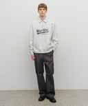BASEBALL LOGO COLLAR HALF ZIPUP SWEATSHIRT IN LIGHT HEATHER GREY image 5
