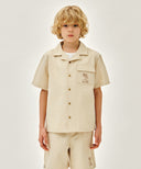 KIDS SEERSUCKER HALF SHIRT IN LIGHT BEIGE image 11