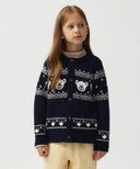 ENFANT BEAR GRAPHIC KNIT CARDIGAN IN NAVY image 1