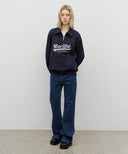 BASEBALL LOGO COLLAR HALF ZIPUP SWEATSHIRT IN NAVY image 5