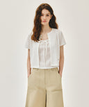 W CRINKLE SLEEVELESS + CARDIGAN SET IN WHITE image 16