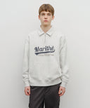 BASEBALL LOGO COLLAR HALF ZIPUP SWEATSHIRT IN LIGHT HEATHER GREY image 7