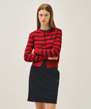 W STRIPE KNIT CARDIGAN IN RED image 12