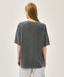 OUTLINE CLASSIC LOGO OVERSIZED DYEING TEE IN CHARCOAL GREY