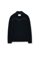 HANDMADE COLLAR KNIT CARDIGAN FOR MEN IN BLACK image 3