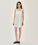 W DENIM SLEEVELESS DRESS IN OFF WHITE image 11