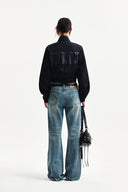 CROPPED EMBROIDERY BACK LOGO JUMPER IN STRONG BLACK image 8
