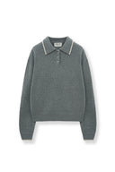 BACK LOGO COLLAR KNIT TOP FOR WOMEN IN GRAY image 2