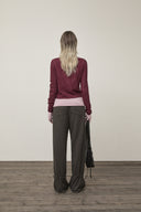 DIAGONAL TEXTURE KNIT TOP IN BURGUNDY image 17