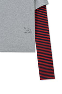 GRAFFITI LOGO STRIPE LAYERED TOP IN GRAY image 16