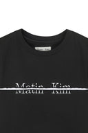 MATIN KIM LOGO CUTTED CROP TOP IN BLACK image 3