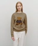 DOODLE BEAR KNIT PULLOVER IN BEIGE image 11