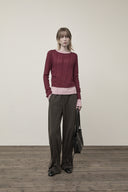 DIAGONAL TEXTURE KNIT TOP IN BURGUNDY image 18