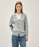 SMALL CLASSIC LOGO V-NECK KNIT CARDIGAN IN GRAY image 11