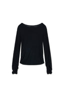 HENLY NECK SHIRRING TOP IN BLACK image 2