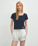 W BASIC CROP TEE IN NAVY image 11