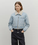 W CROP SHEARLING DENIM JACKET IN LIGHT BLUE image 14